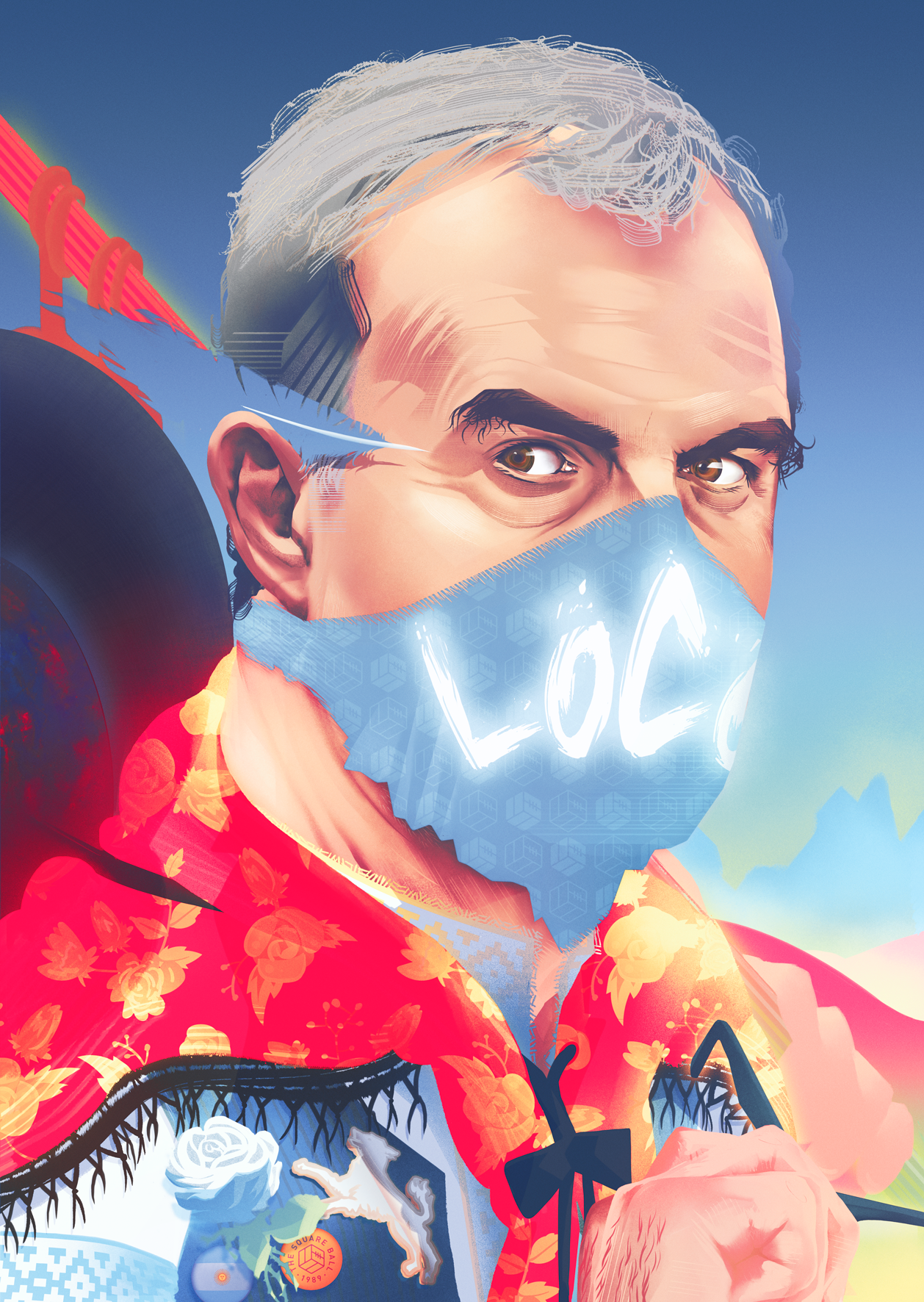 Marcelo Bielsa, Leeds United — illustration by John Tregoning for The Square Ball — view 3