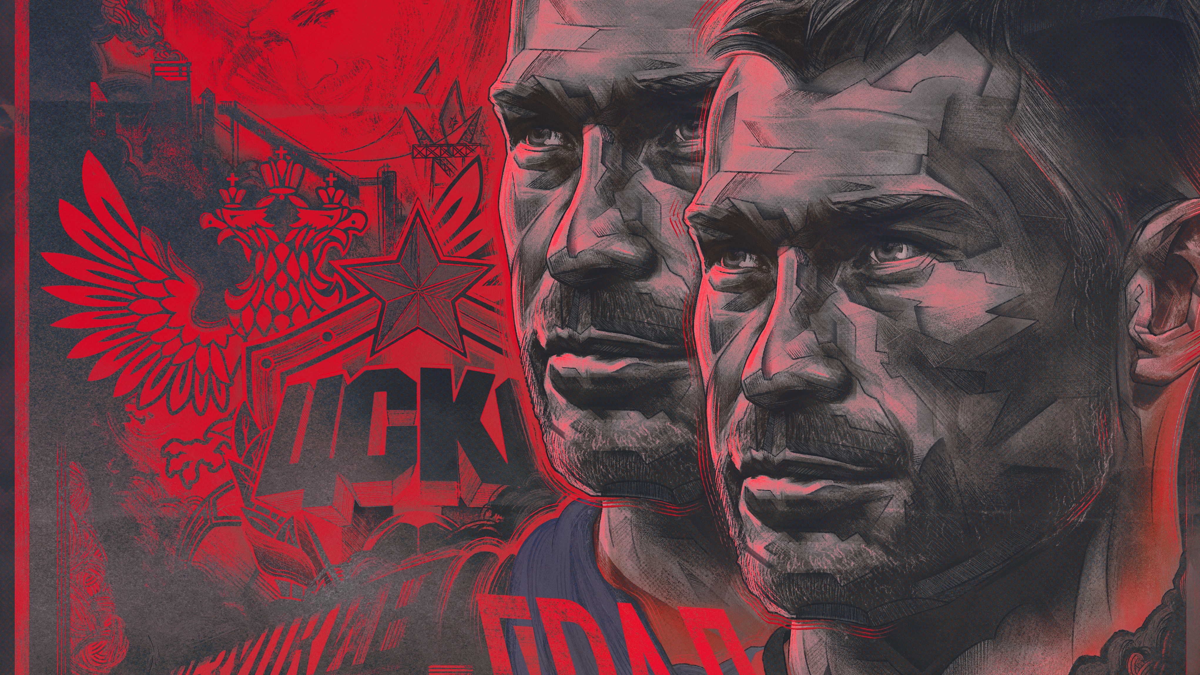 Vasili Berezutski, Aleksei Berezutski, Russia national football team — illustration by John Tregoning for NPLH Magazine — view 6
