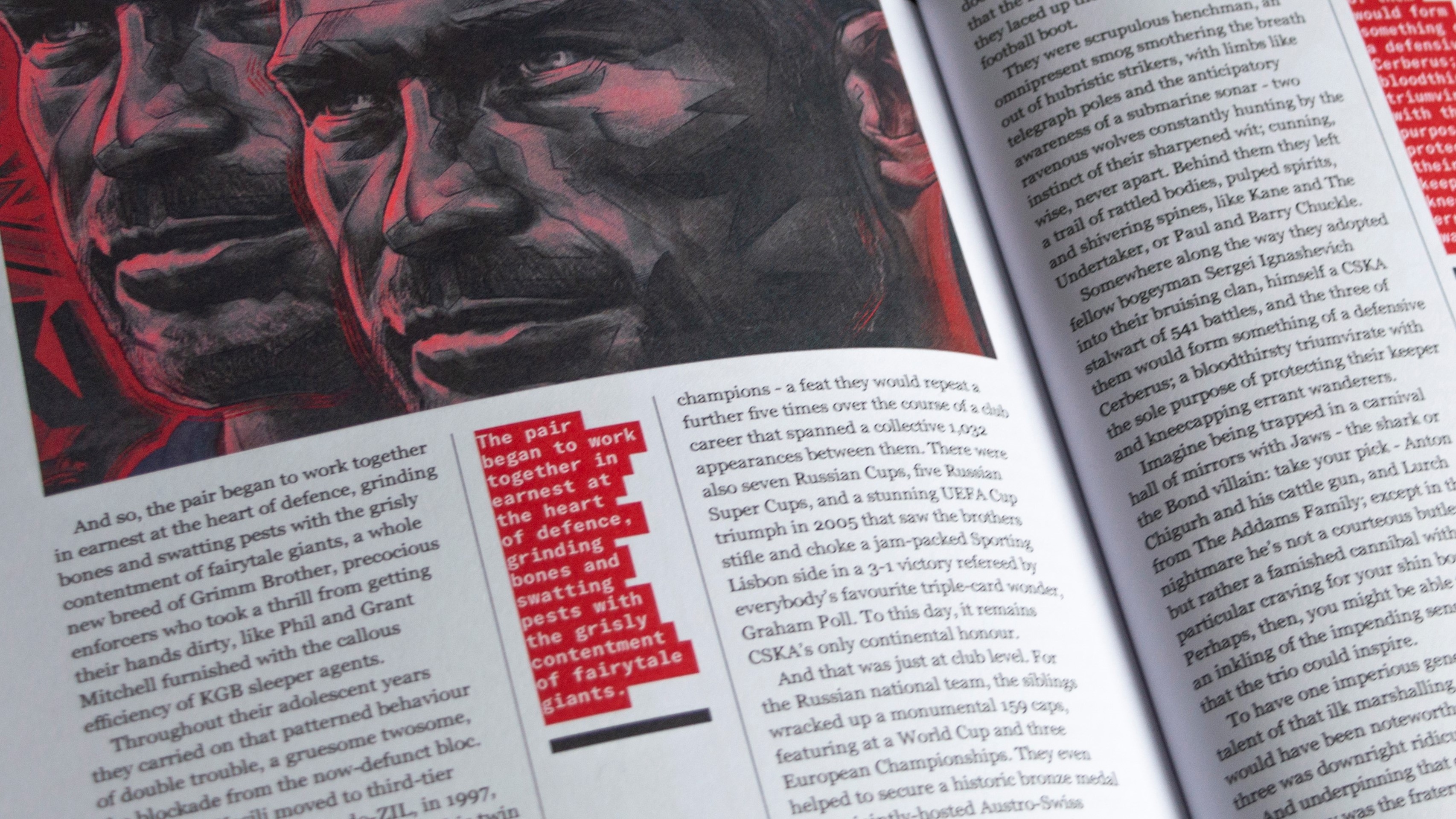 Vasili Berezutski, Aleksei Berezutski, Russia national football team — illustration by John Tregoning for NPLH Magazine — view 4