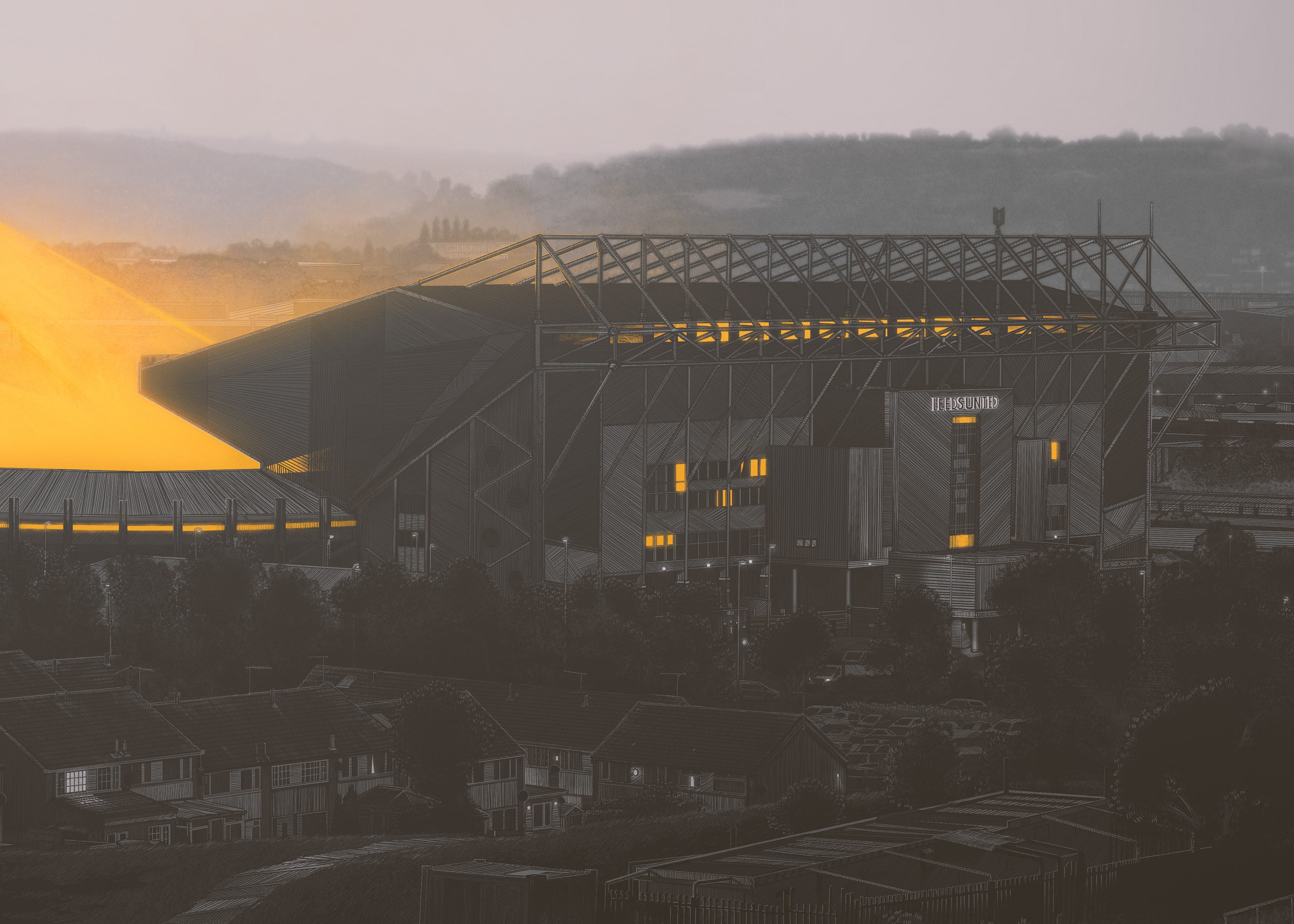 Elland Road, Leeds United — illustration by John Tregoning for The Square Ball — view 15