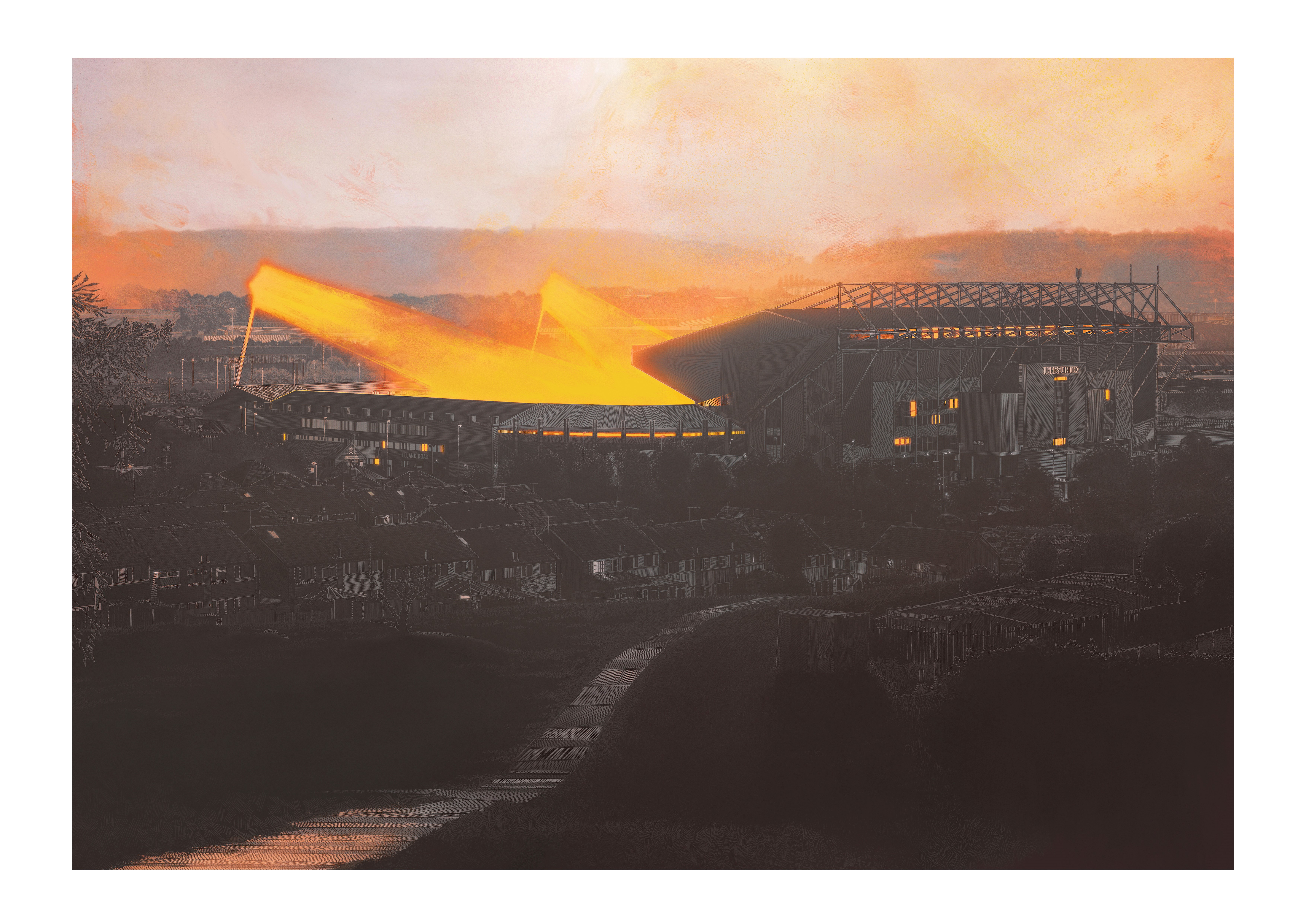 Elland Road, Leeds United — illustration by John Tregoning for The Square Ball — view 9