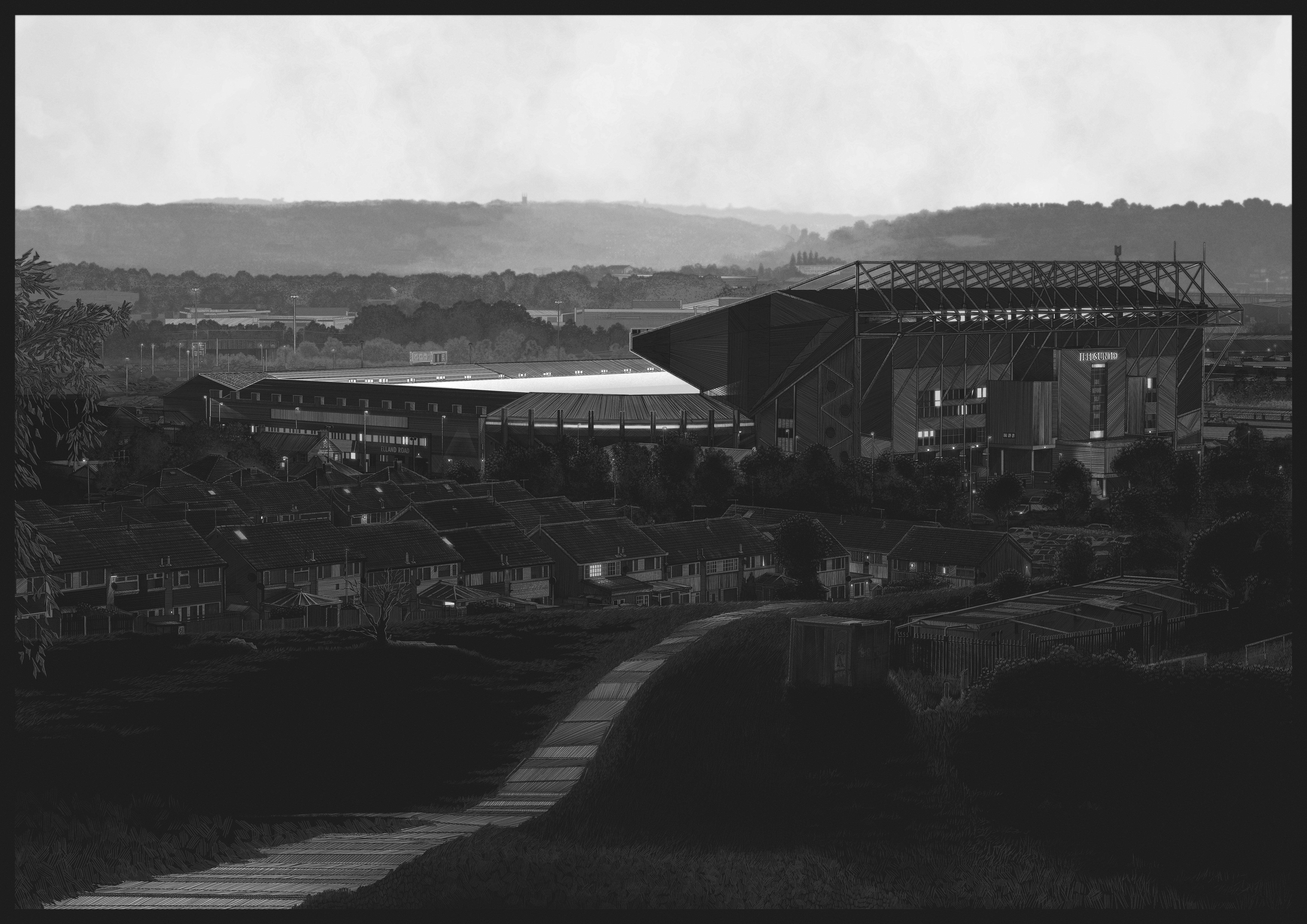 Elland Road, Leeds United — illustration by John Tregoning for The Square Ball — view 16