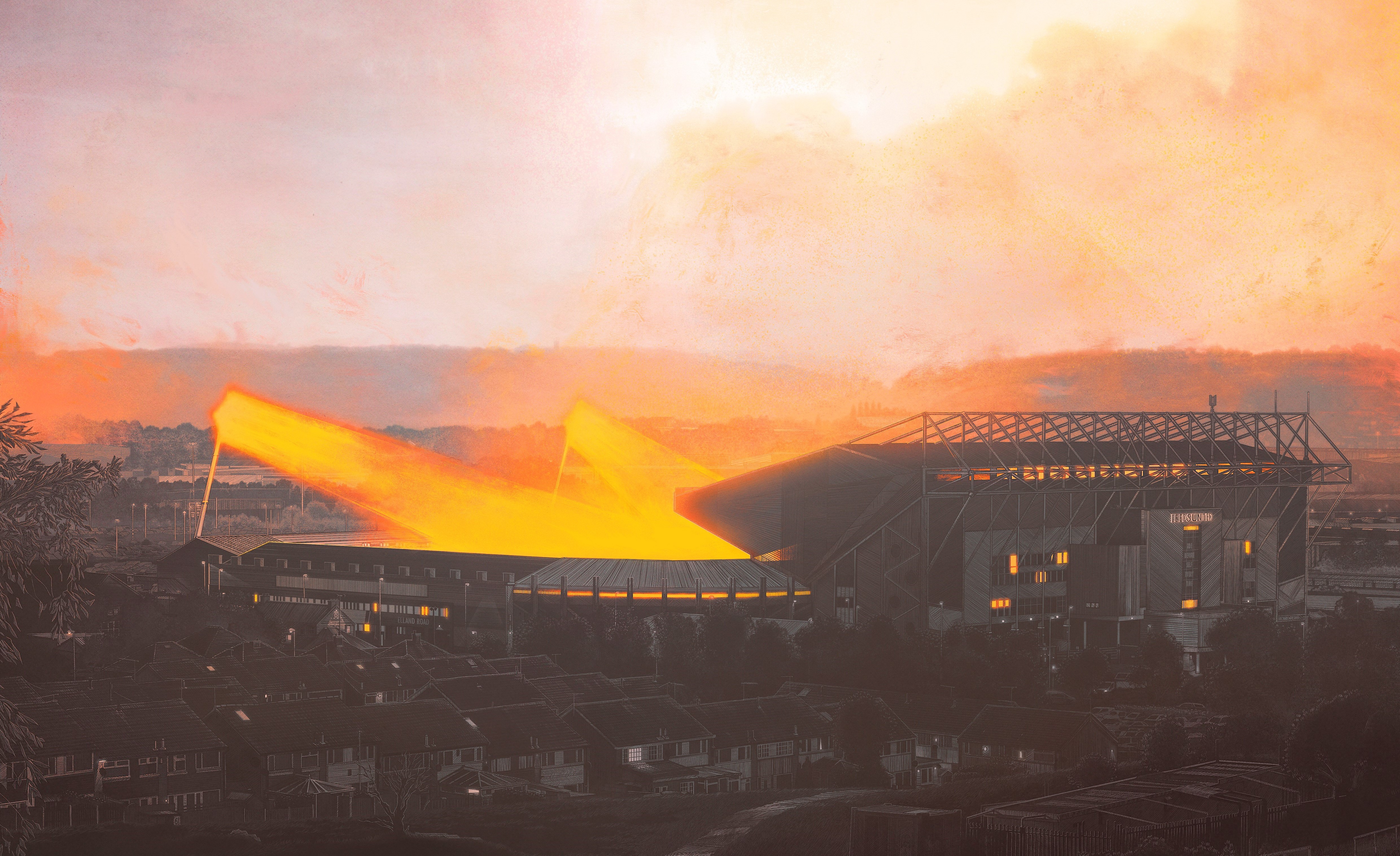 Elland Road, Leeds United — illustration by John Tregoning for The Square Ball — view 3