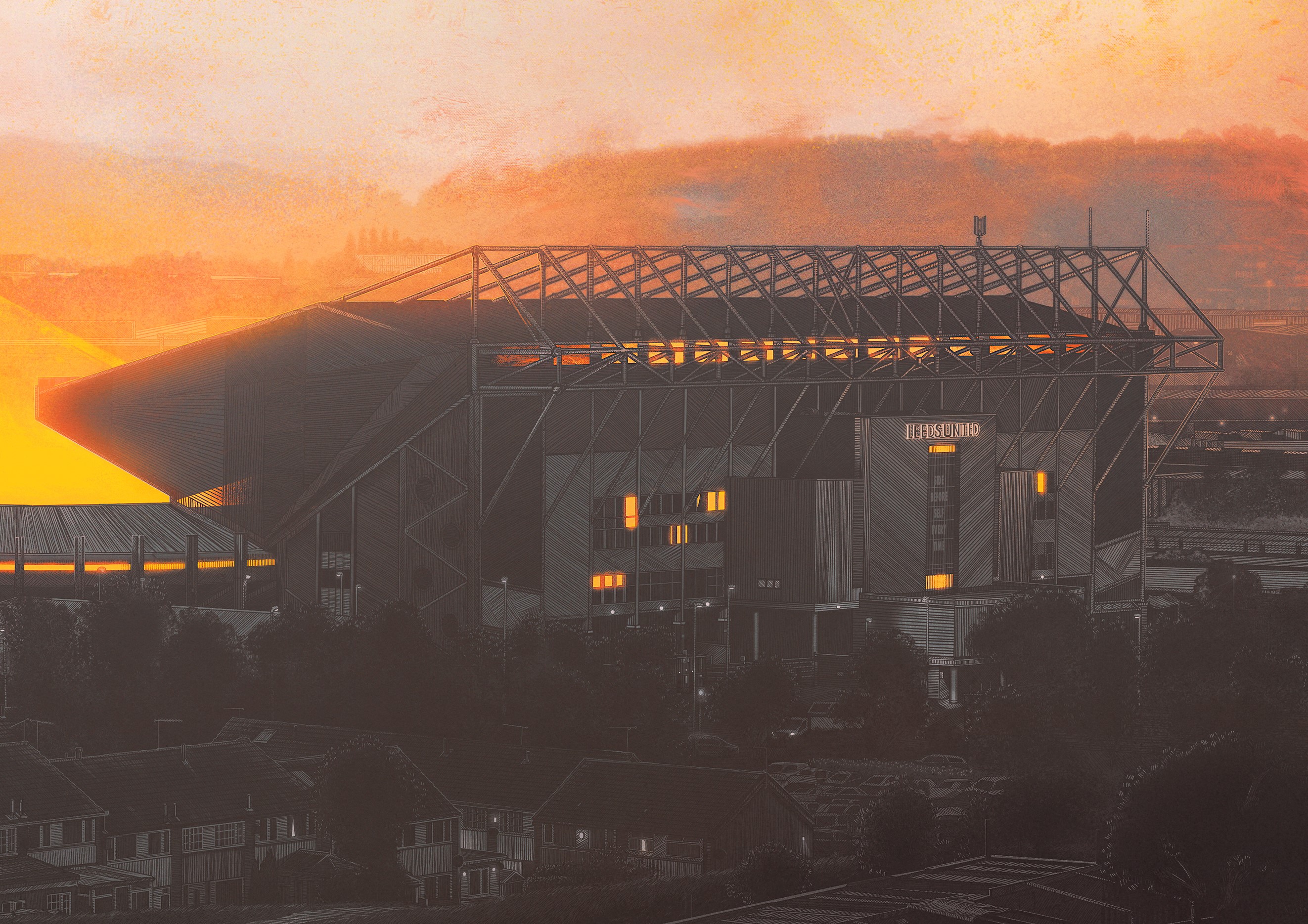 Elland Road, Leeds United — illustration by John Tregoning for The Square Ball — view 5