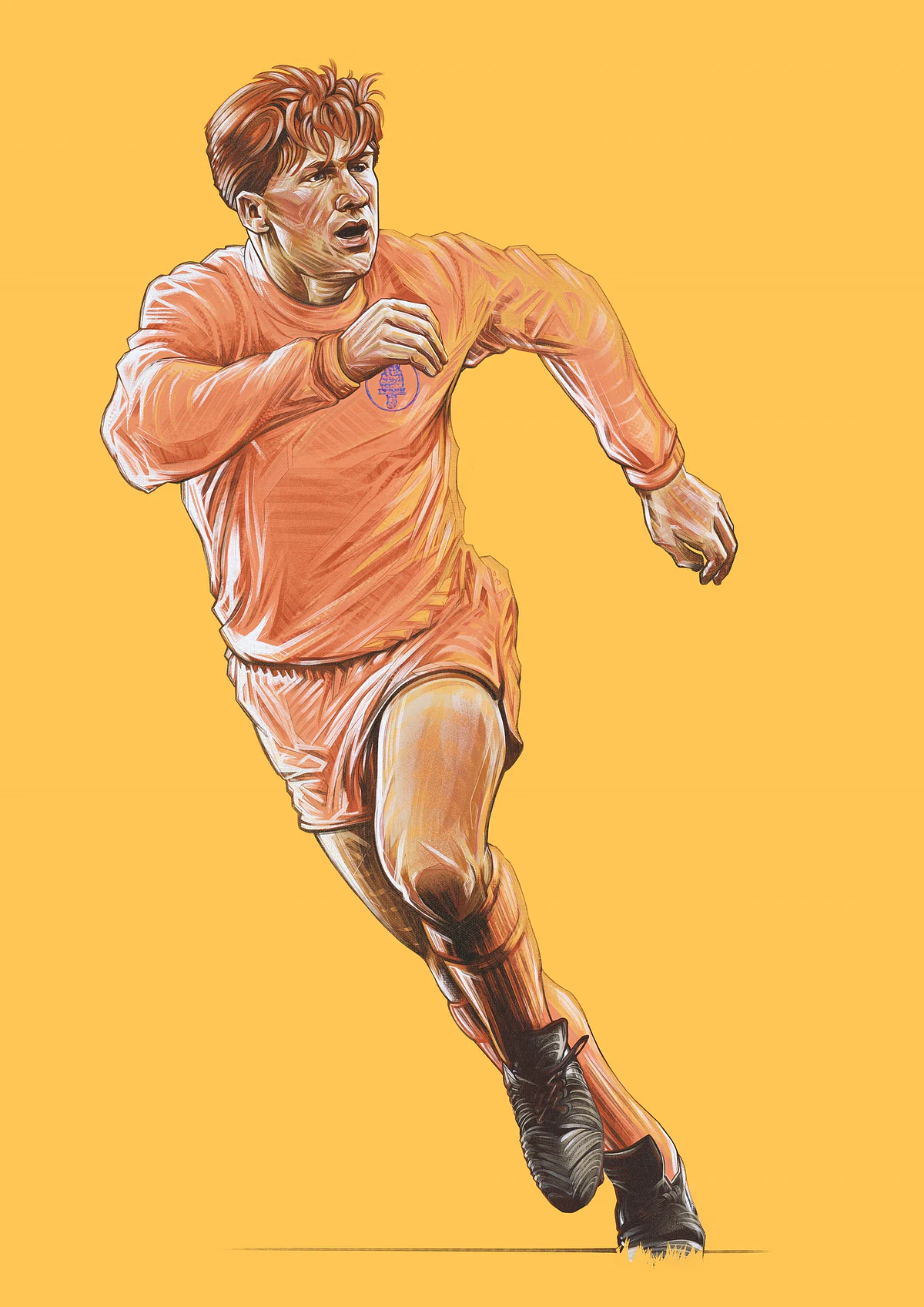 Ian Baird, Leeds United — illustration by John Tregoning for The Square Ball