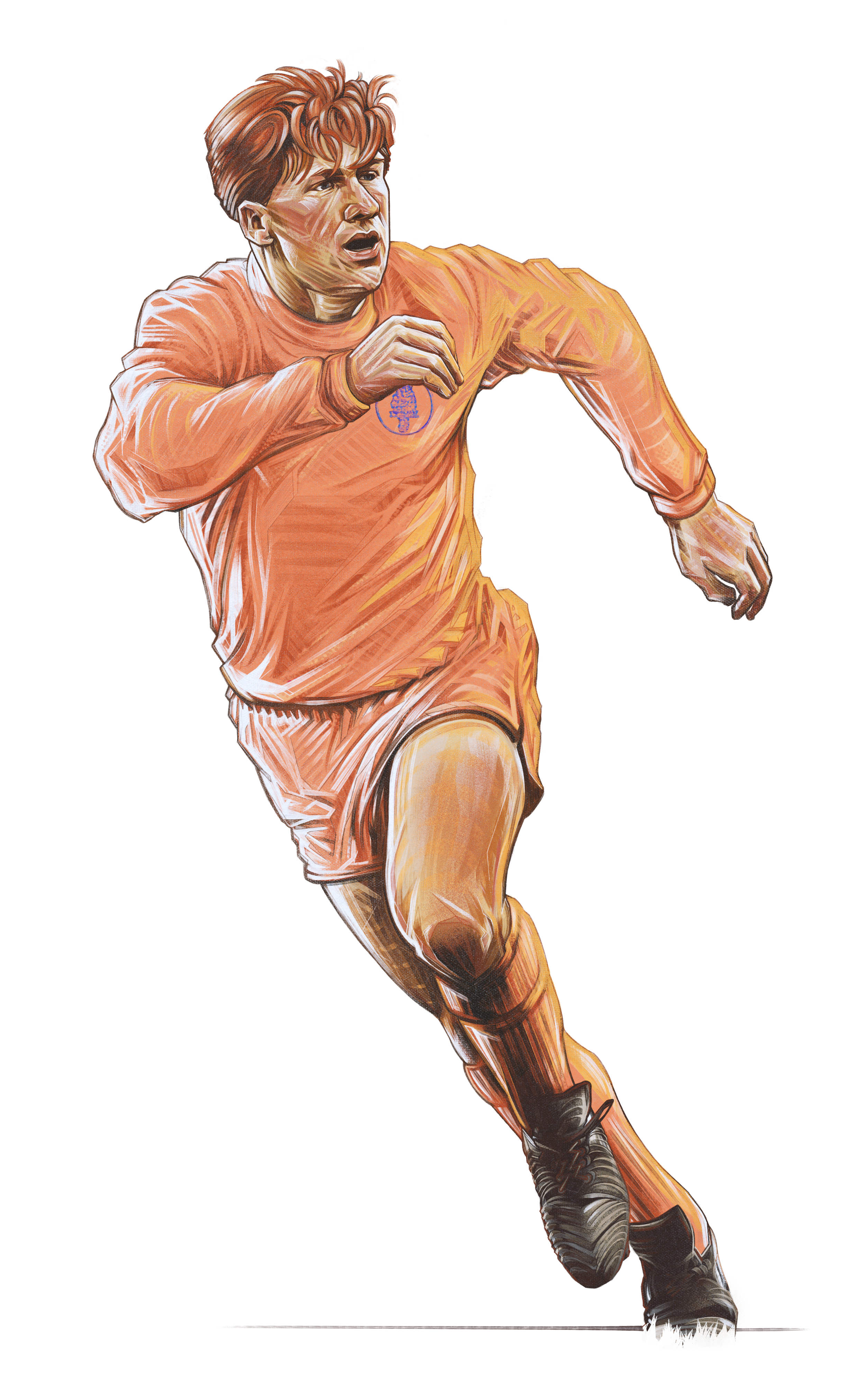 Ian Baird, Leeds United — illustration by John Tregoning for The Square Ball — view 2
