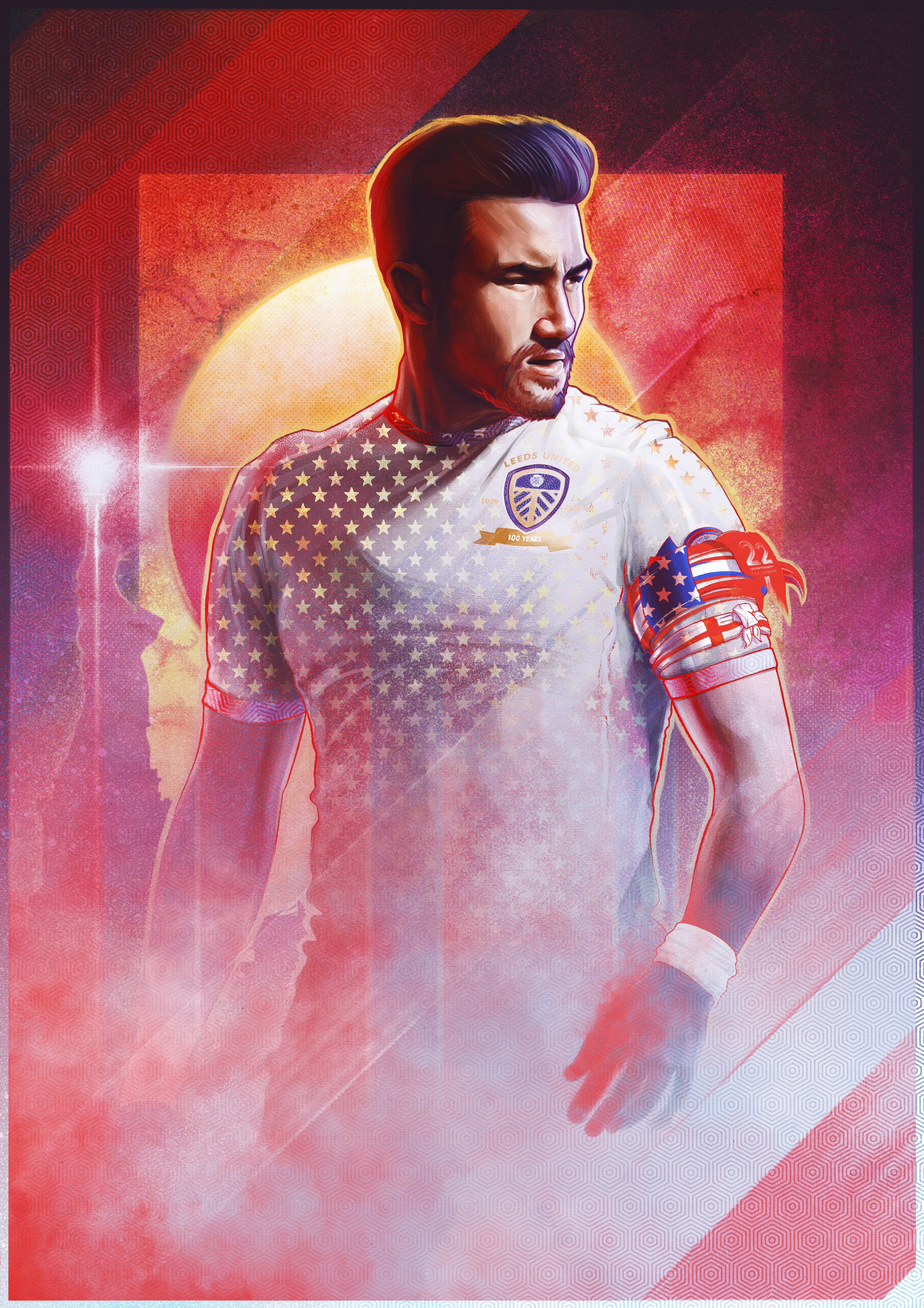 Jack Harrison, Leeds United — illustration by John Tregoning for The Square Ball