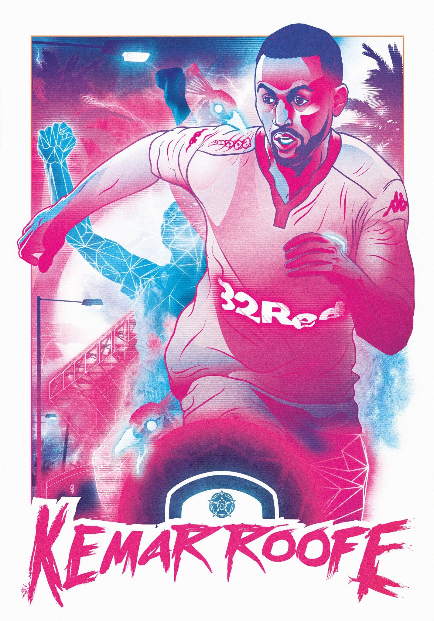 Kemar Roofe, Leeds United — illustration by John Tregoning for The Square Ball — view 7