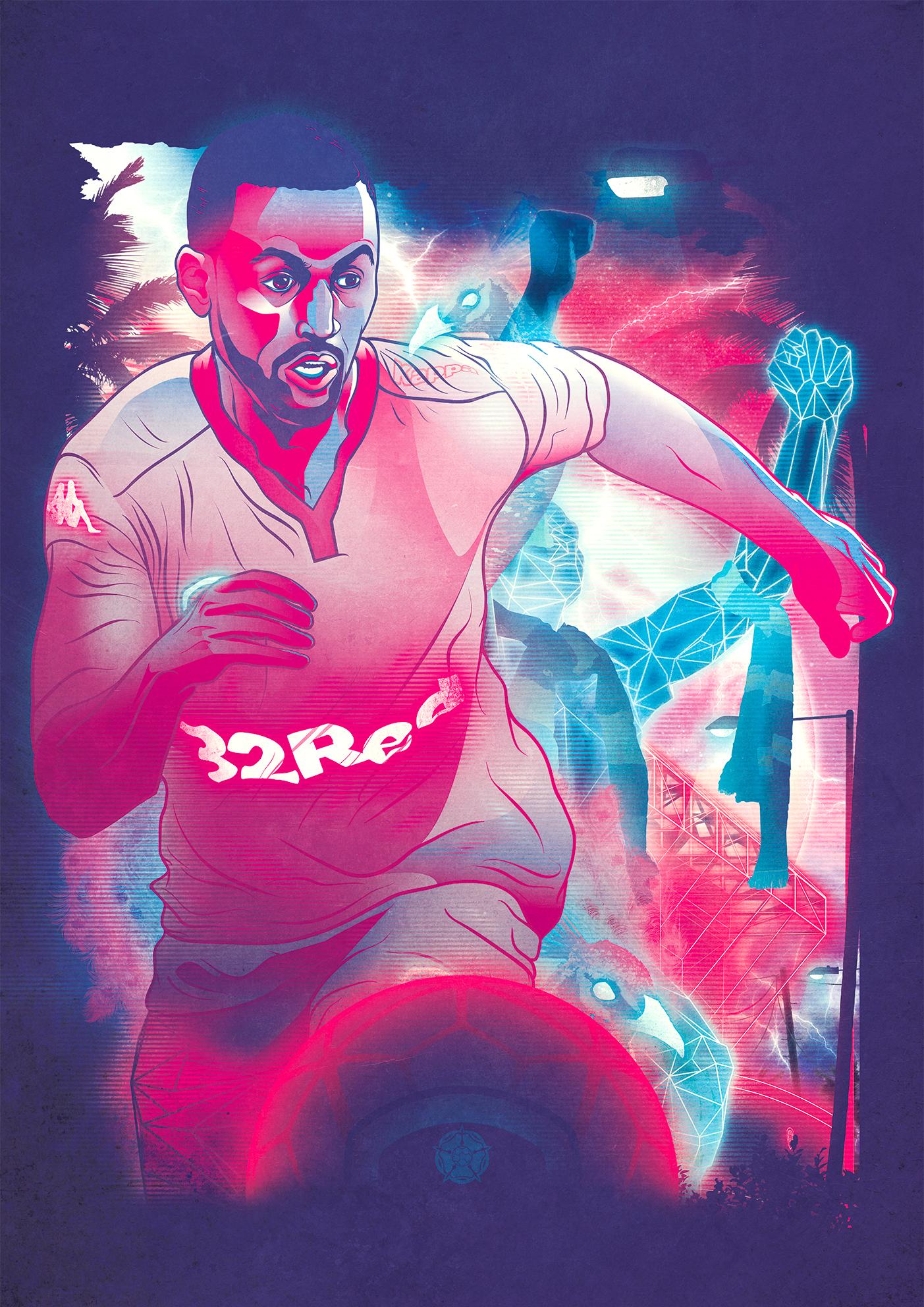 Kemar Roofe, Leeds United — illustration by John Tregoning for The Square Ball — view 4