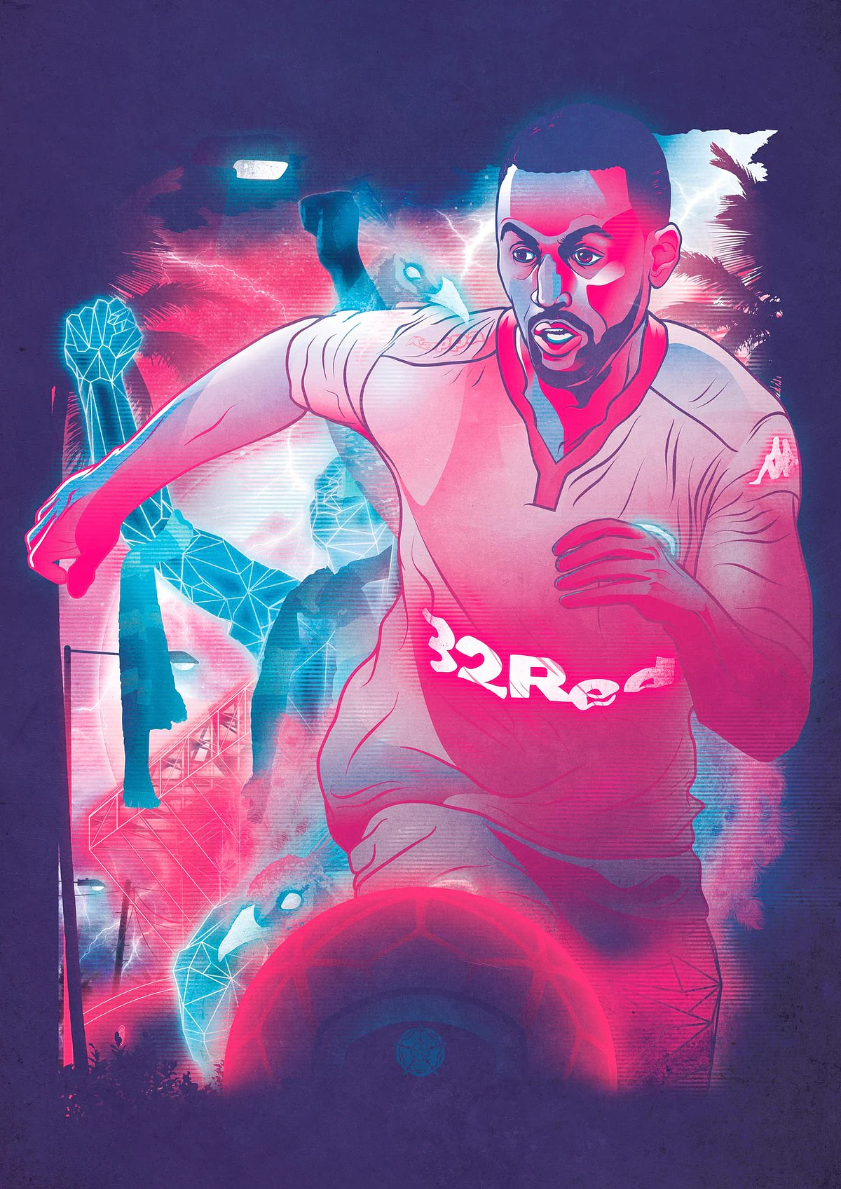 Kemar Roofe, Leeds United — illustration by John Tregoning for The Square Ball