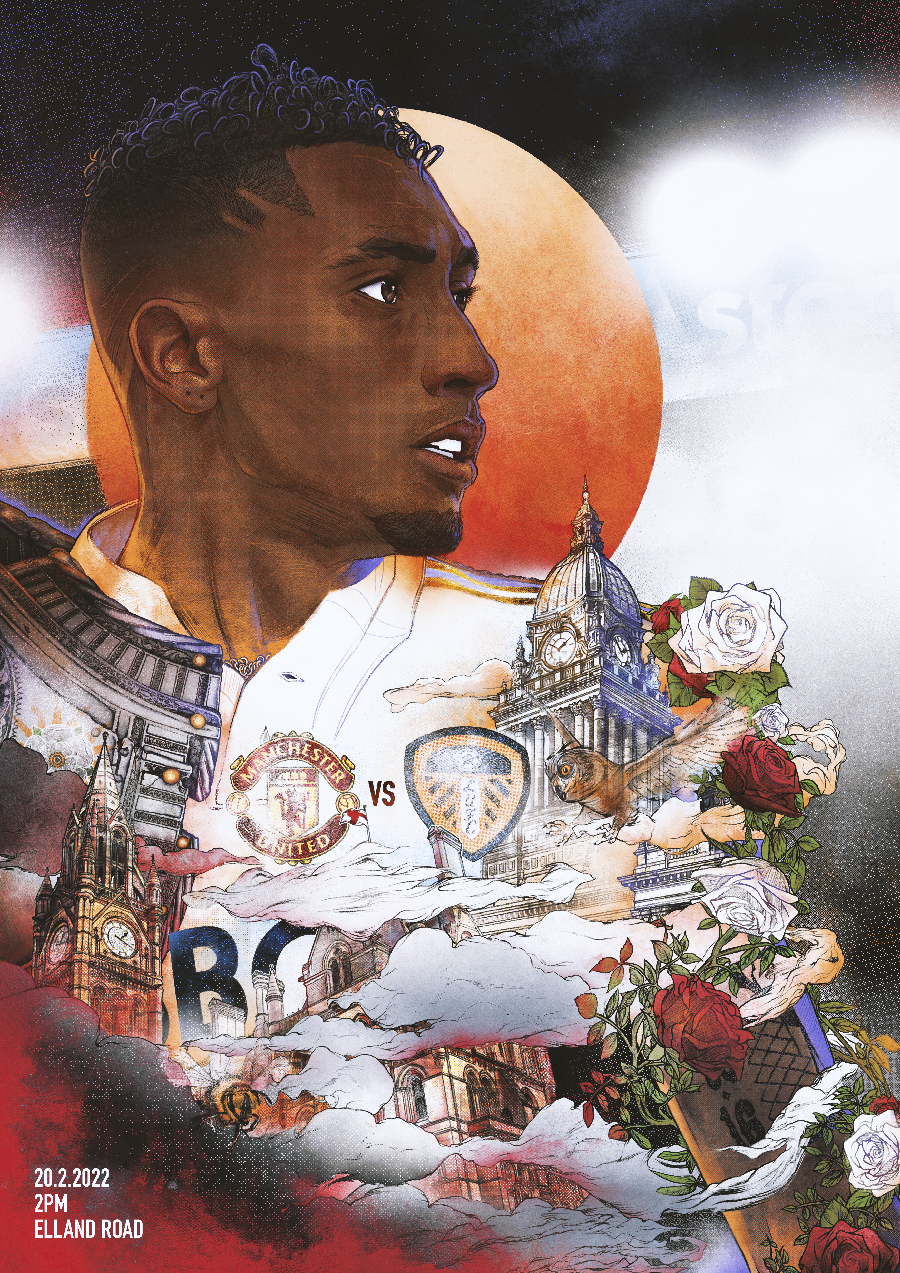 Raphinha, Leeds United, Manchester United, Elland Road — illustration by John Tregoning