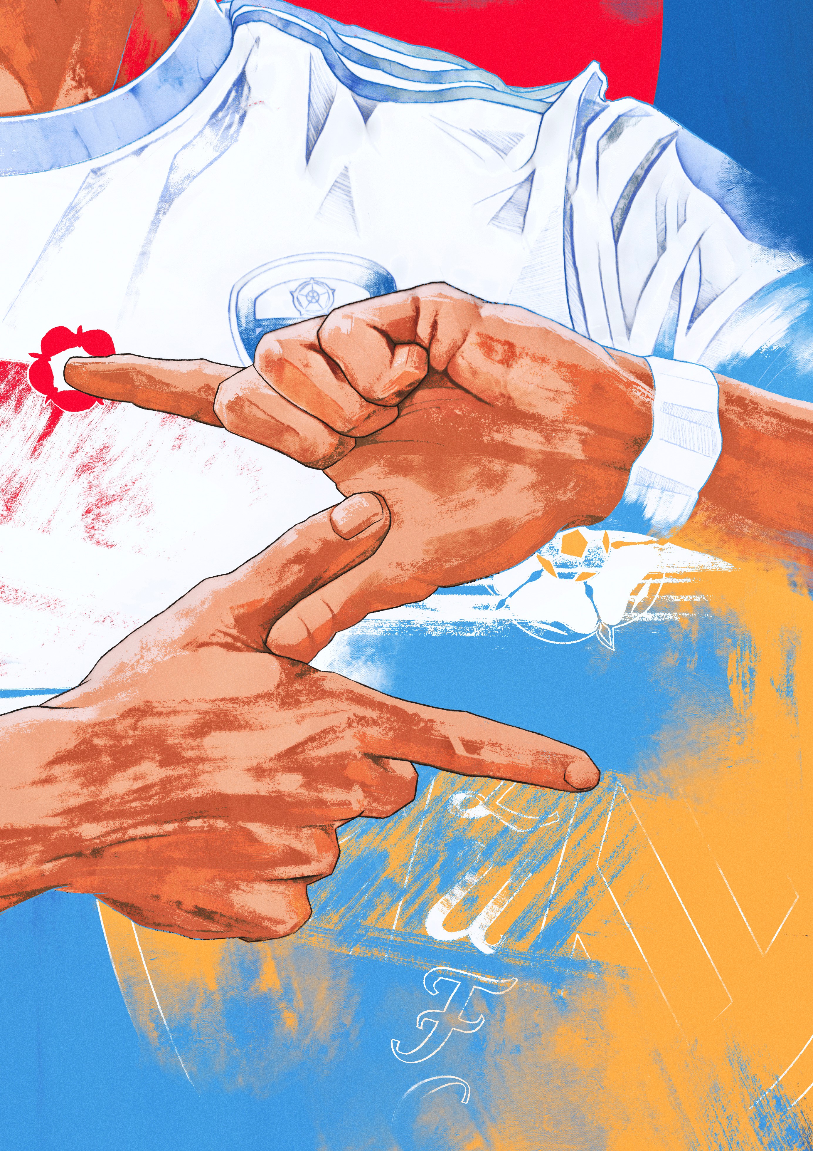 Patrick Bamford, England, Leeds United — illustration by John Tregoning for The Square Ball — view 3