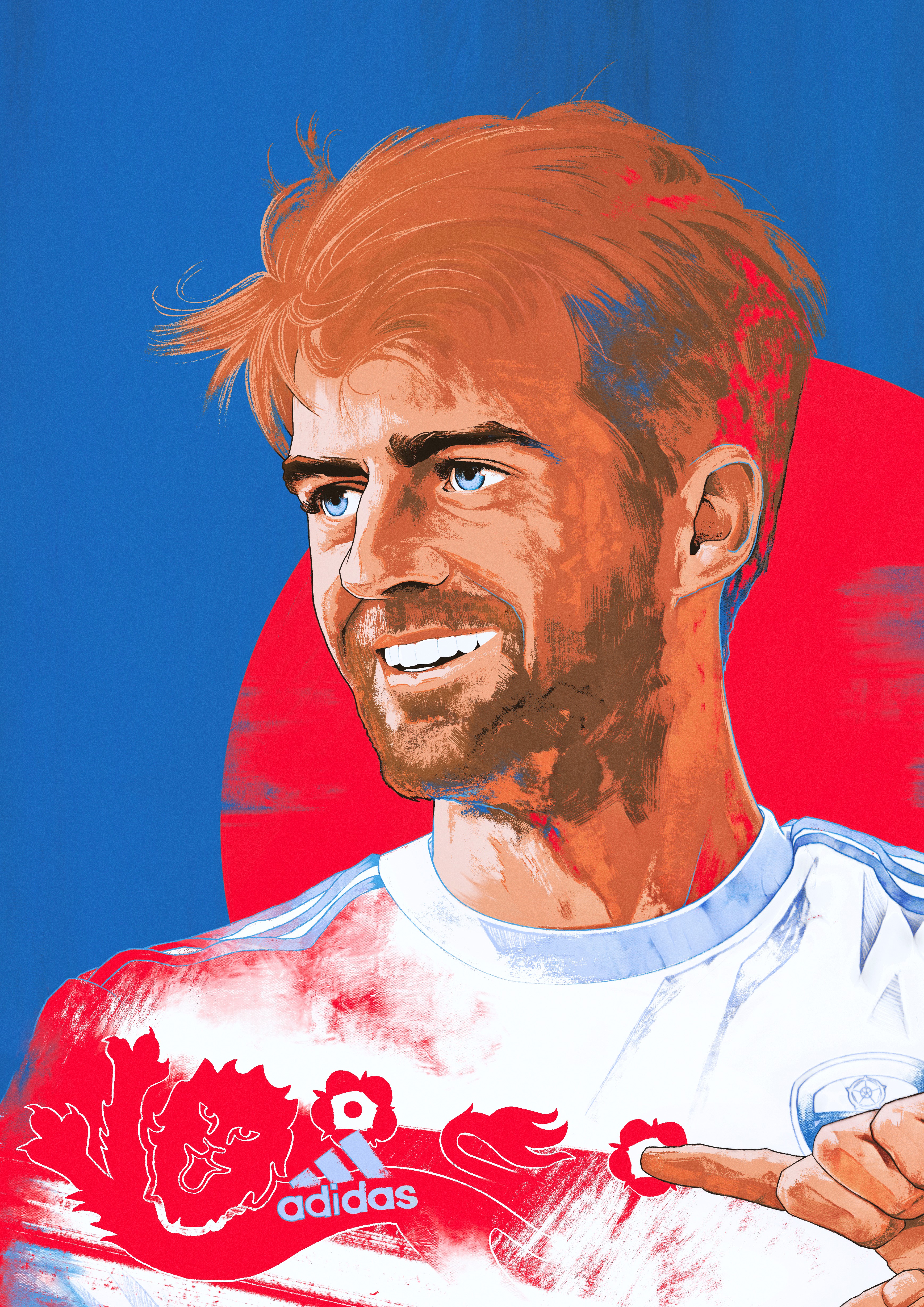 Patrick Bamford, England, Leeds United — illustration by John Tregoning for The Square Ball — view 2