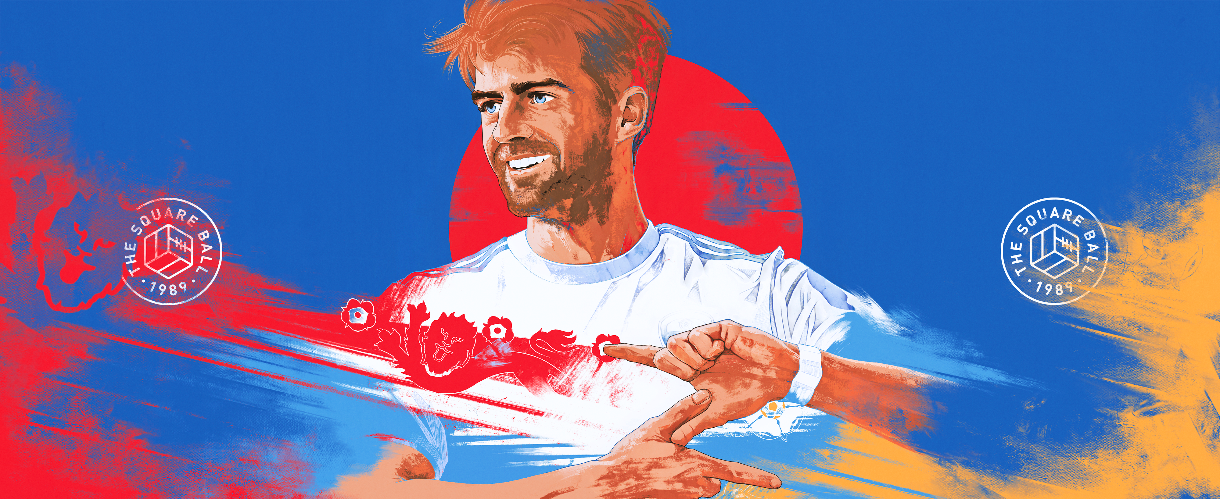 Patrick Bamford, England, Leeds United — illustration by John Tregoning for The Square Ball