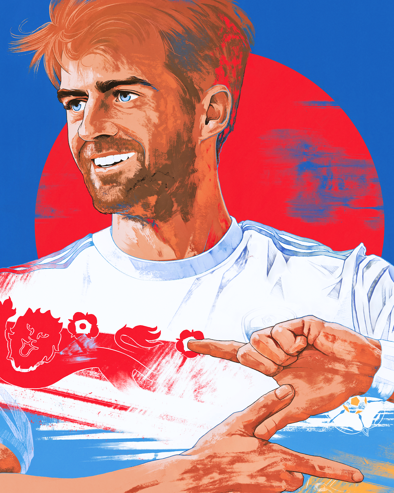 Patrick Bamford, England, Leeds United — illustration by John Tregoning for The Square Ball — view 5