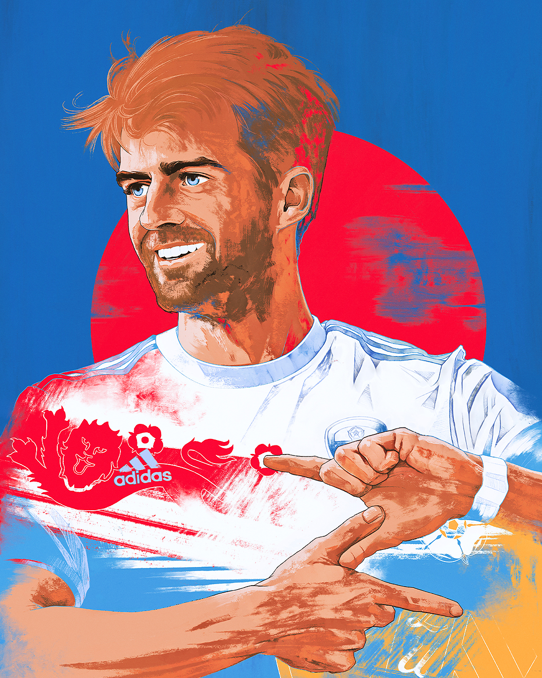 Patrick Bamford, England, Leeds United — illustration by John Tregoning for The Square Ball — view 6