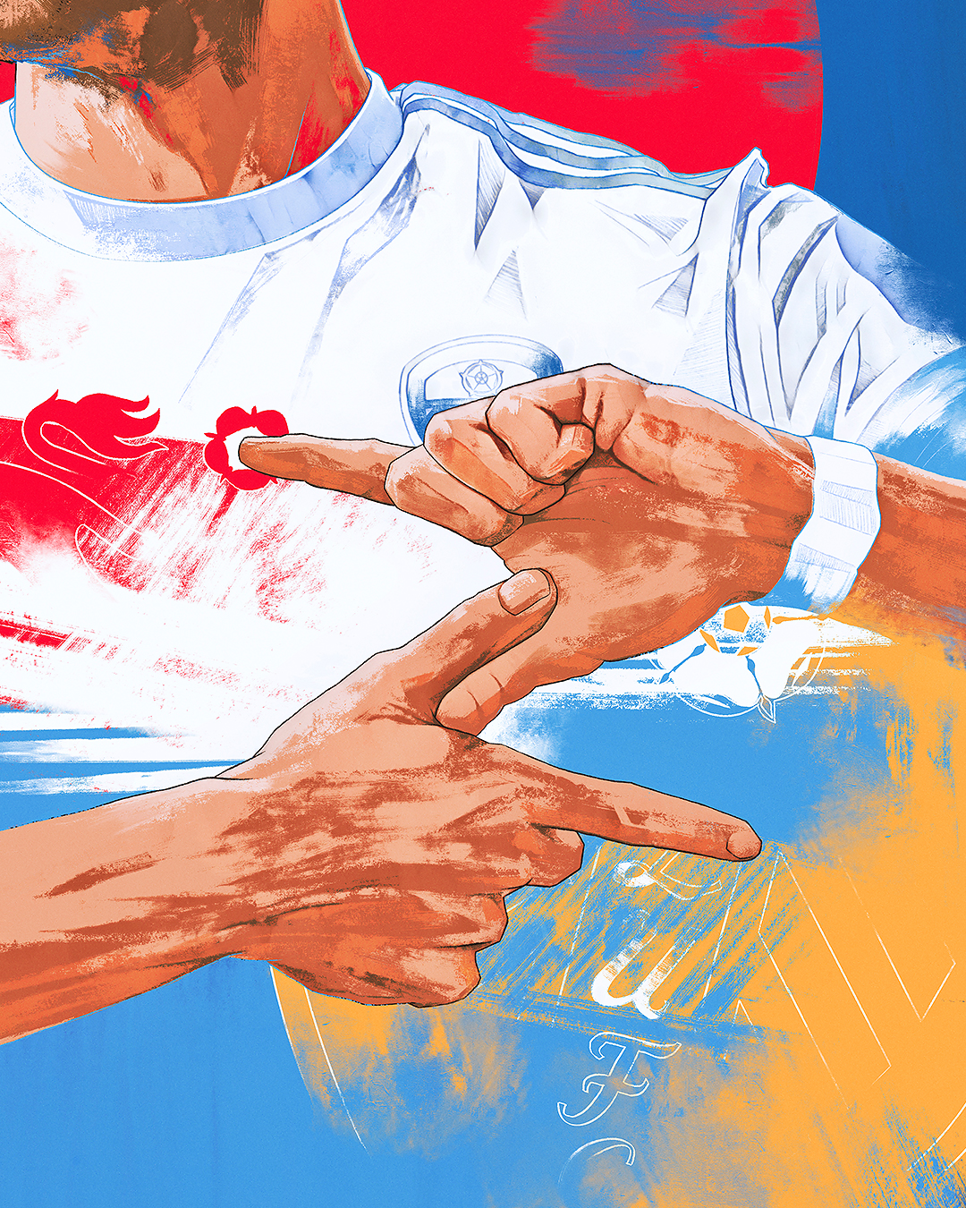 Patrick Bamford, England, Leeds United — illustration by John Tregoning for The Square Ball — view 7