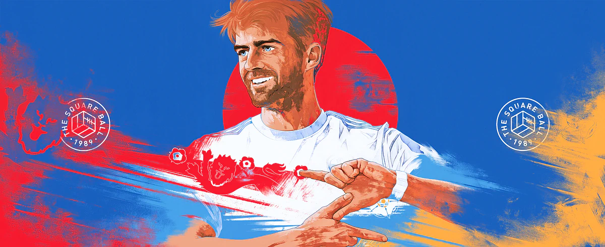 Patrick Bamford, England, Leeds United — illustration by John Tregoning for The Square Ball