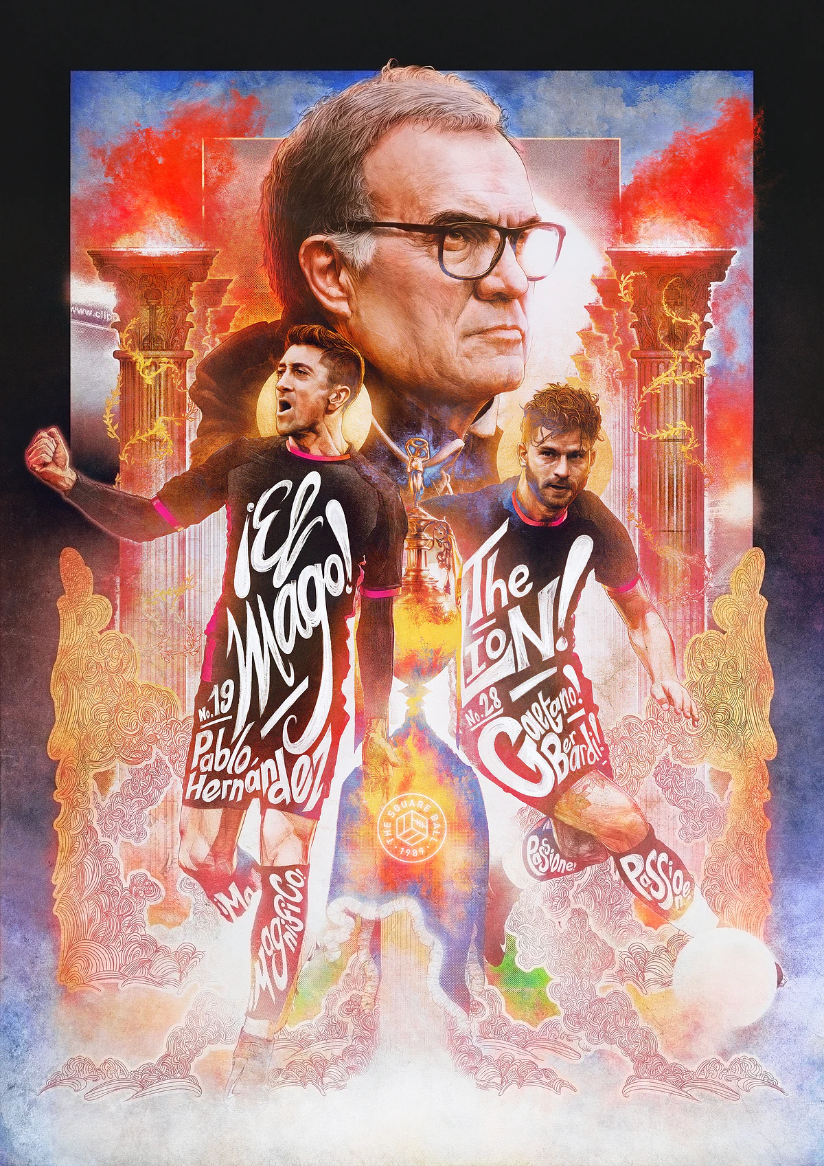 Leeds United, Marcelo Bielsa — illustration by John Tregoning for The Square Ball