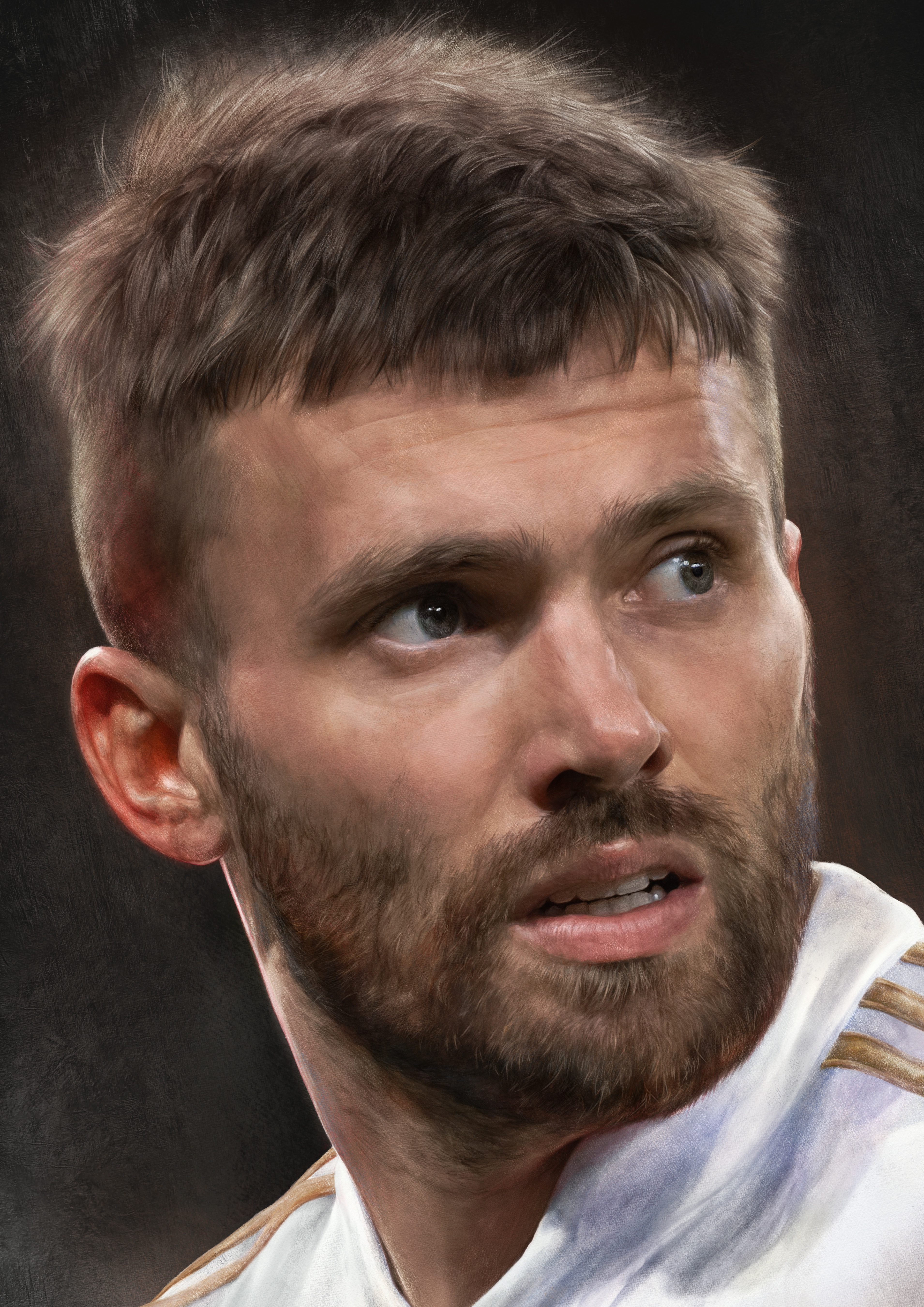 Stuart Dallas, Leeds United — illustration by John Tregoning — view 2