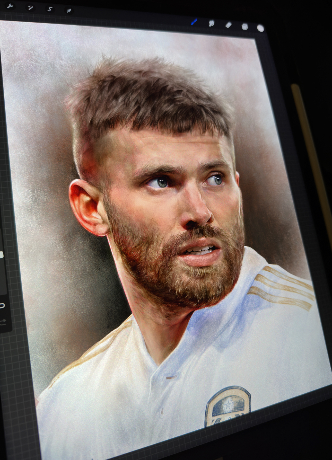 Stuart Dallas, Leeds United — illustration by John Tregoning — view 3