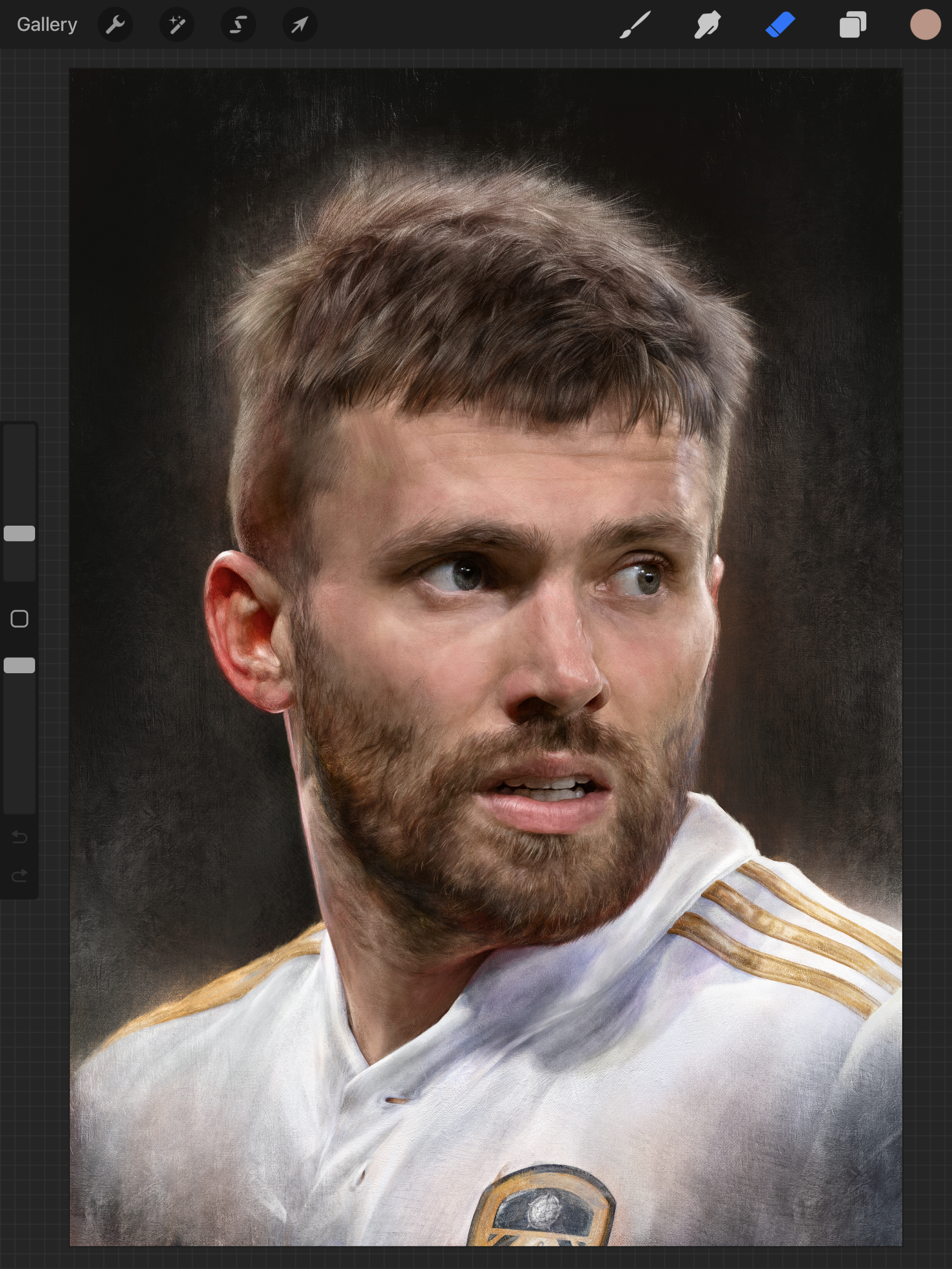 Stuart Dallas, Leeds United — illustration by John Tregoning — view 7