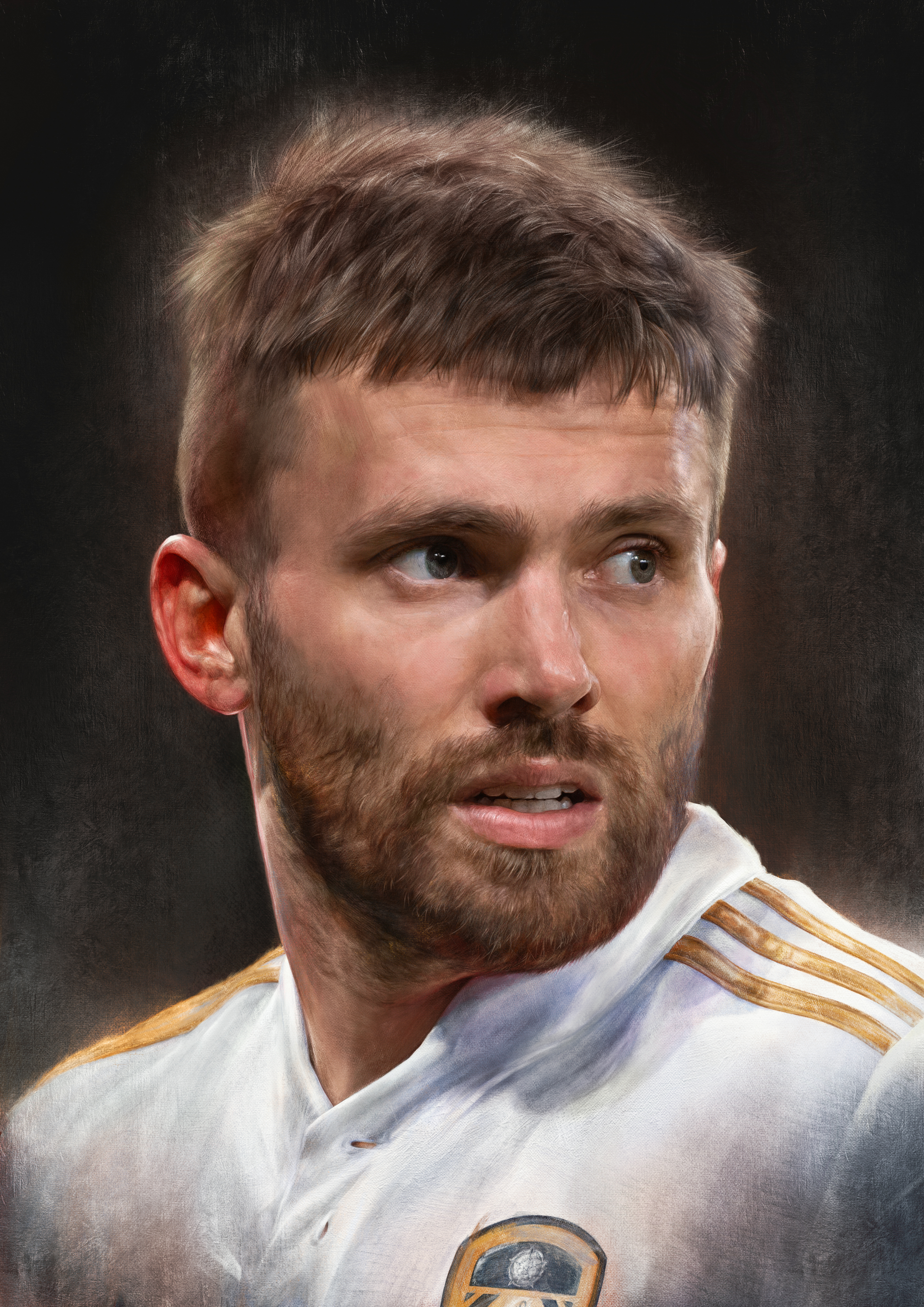 Stuart Dallas, Leeds United — illustration by John Tregoning