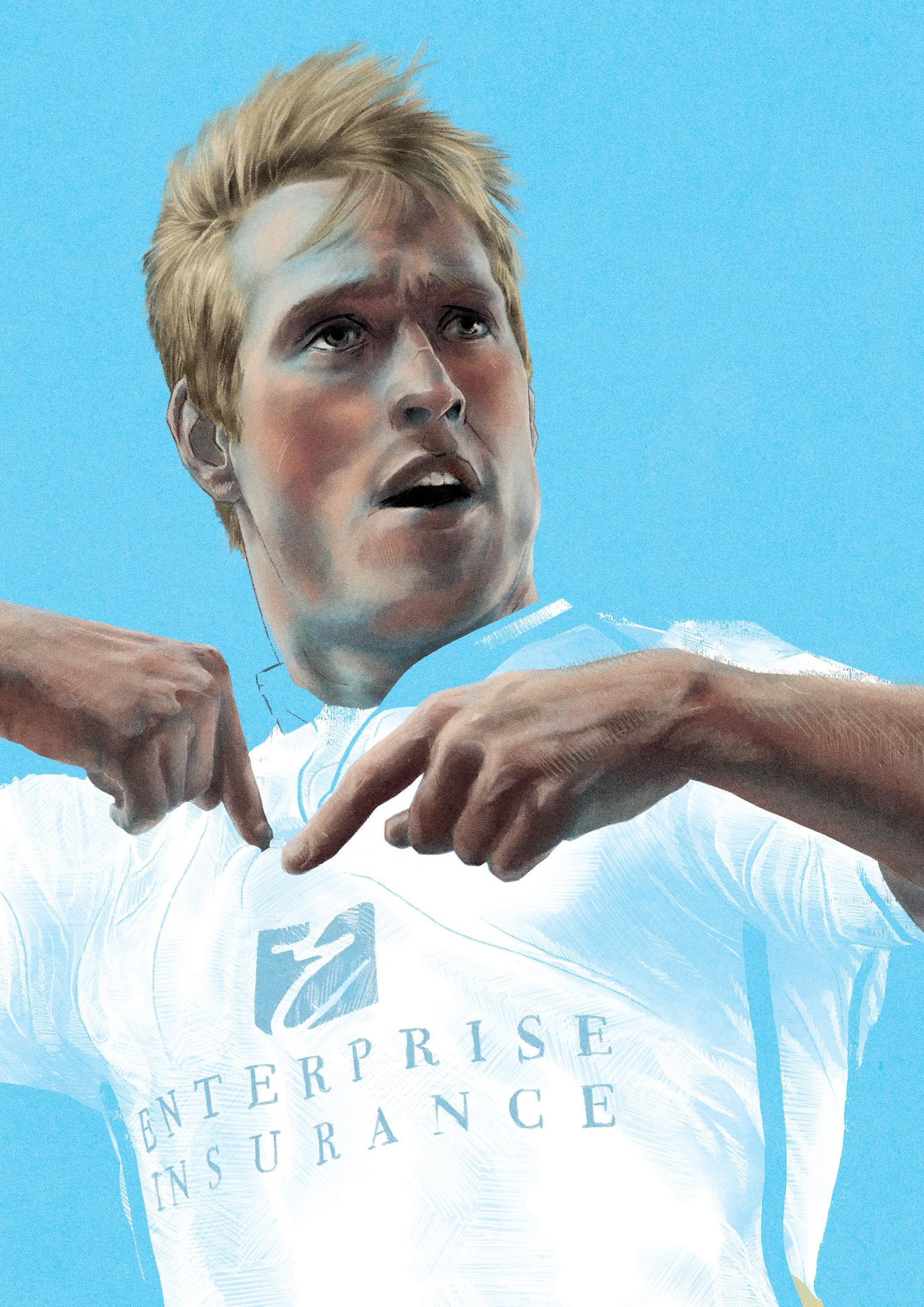 Luciano Becchio, Leeds United — illustration by John Tregoning for The Square Ball — view 2
