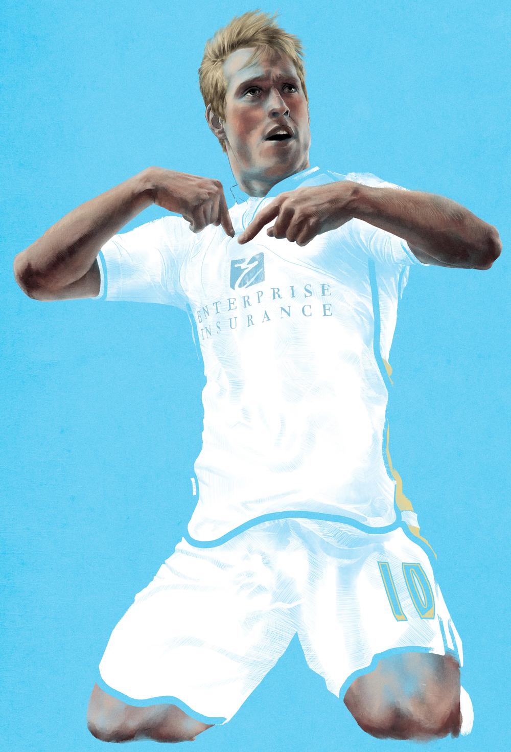 Luciano Becchio, Leeds United — illustration by John Tregoning for The Square Ball — view 4